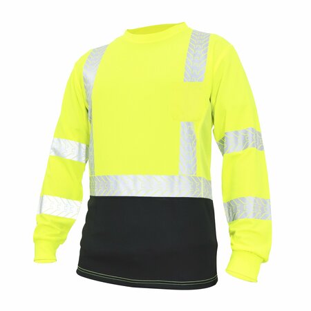 GE HV Safety T-Shirt, Long Sleeve, Black Bottom, L GS118GL